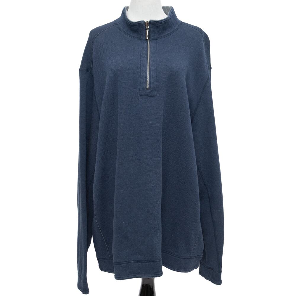 Tommy Bahama Reversible Blue Gray 1/4 Zip Pullover Sweatshirt Size XXL